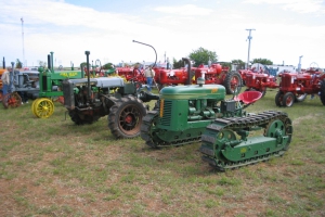 Display of some of hundreds of antique tractors